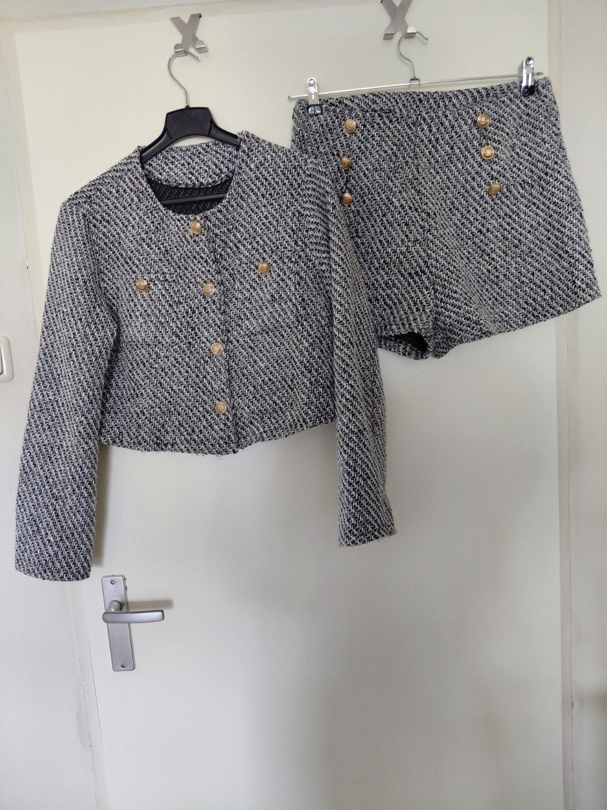 Shein Tweed Jasje en Short Set - Maat L (40/42), Kleding | Dames, Maat 38/40 (M), Zwart, Ophalen of Verzenden, Zo goed als nieuw
