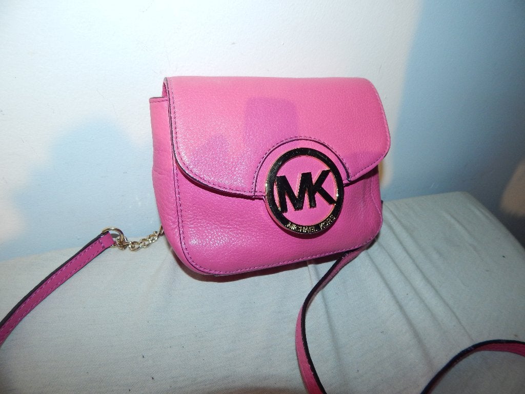 Michael Kors roze leren schoudertas goud hardware merk, Overige merken, Gebruikt, Verzenden, Roze