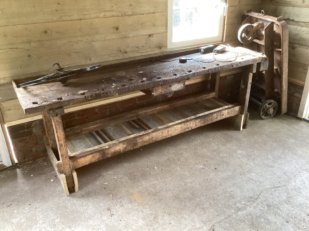Antieke werkbank sidetable groot formaat, Ophalen of Verzenden