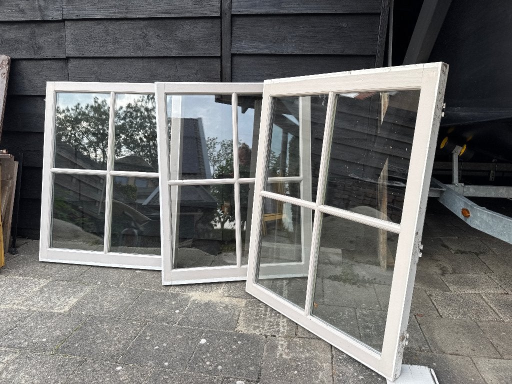 3 hardhouten ramen oudhollandse stijl, Gevelraam of Ruit, Gebruikt, Minder dan 80 cm, 80 tot 120 cm