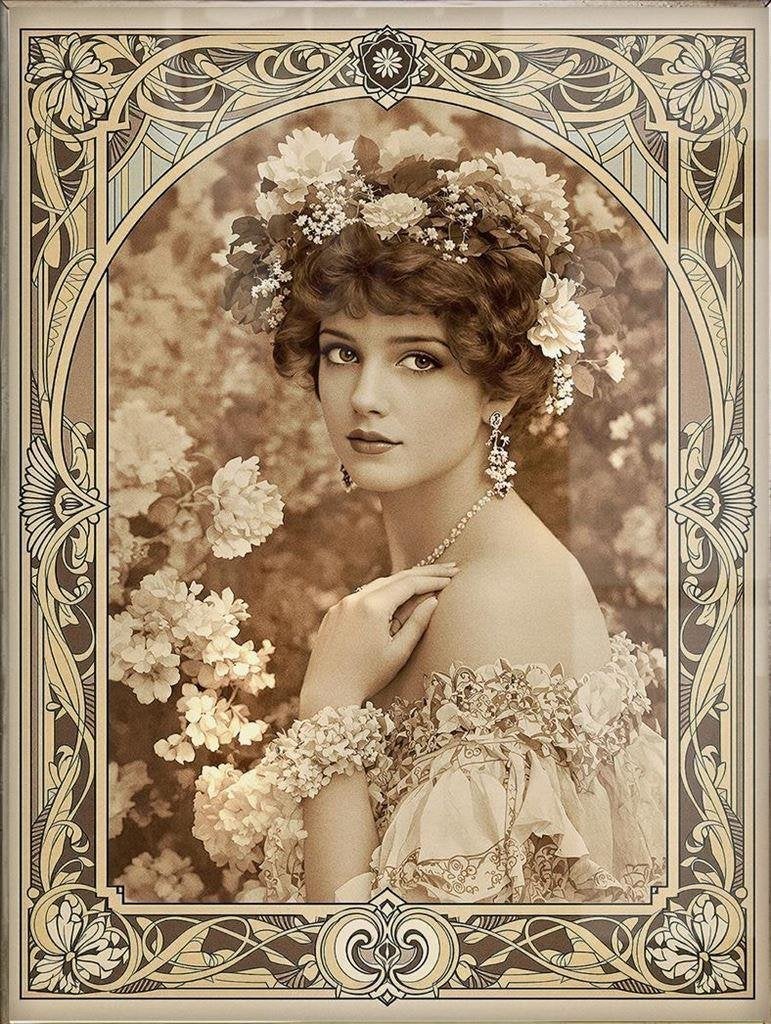 Elegante Victoriaanse Dame Fashion Poster Art Nouveau, Verzenden
