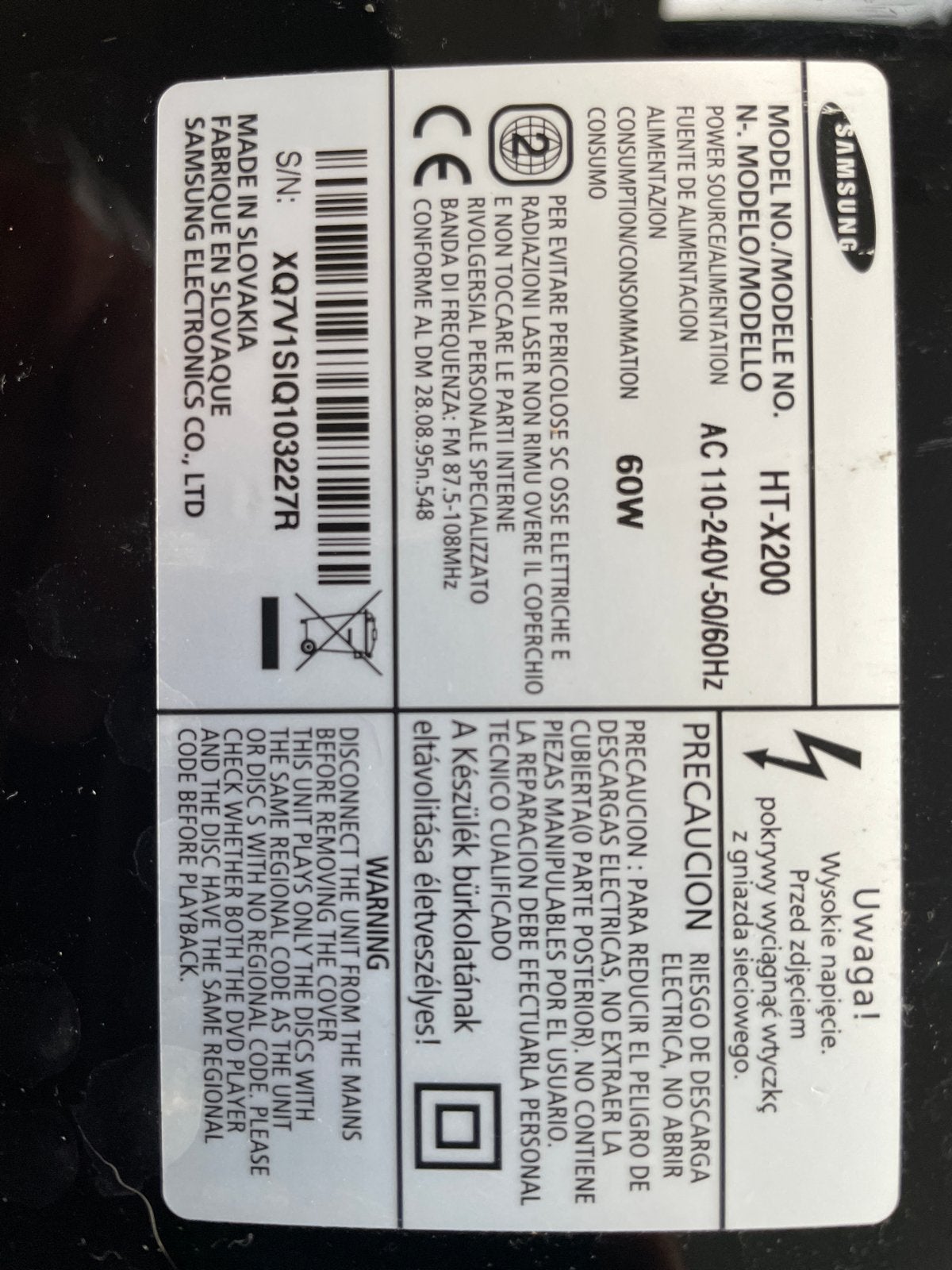 Samsung HT-X200 DVD Home Cinema Systeem - Compleet Geluid, Ophalen, Gebruikt, 2.1-systeem, Dvd-speler