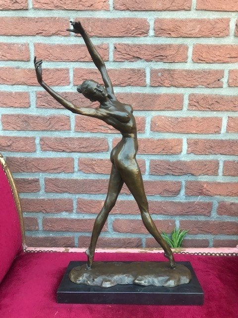 groot bronzen superbeeld, VRIJ NAAKT, 55 cm hoog, Ophalen of Verzenden, Brons