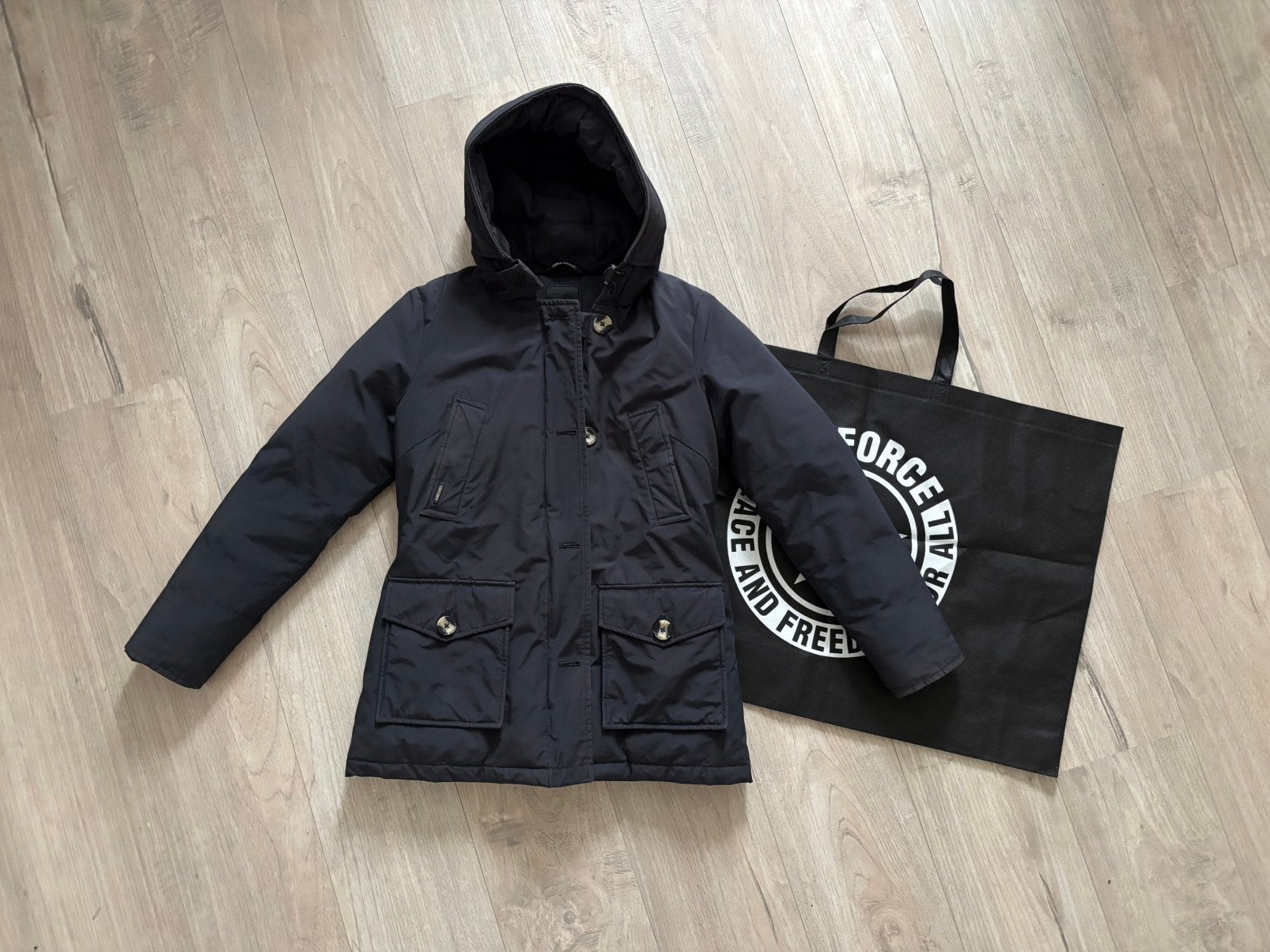 Airforce jas navy blauw 4 pocket + tas, Ophalen of Verzenden, Gedragen, Maat 34 (XS) of kleiner, Blauw