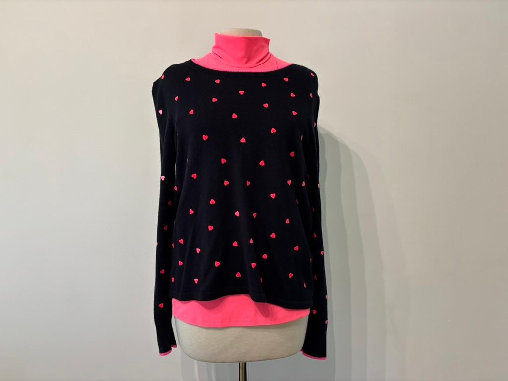 Marc Cain Sports Set | Trui met Hartjes + Neon Top mt N3 (M), MarcCain, Zwart, Ophalen of Verzenden, Zo goed als nieuw