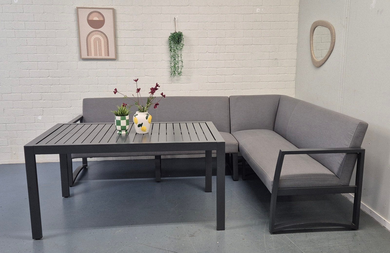 Loungeset Aluminium Hoekbank Antraciet Vaste kussens, Ophalen, 5 zitplaatsen, ., Aluminium