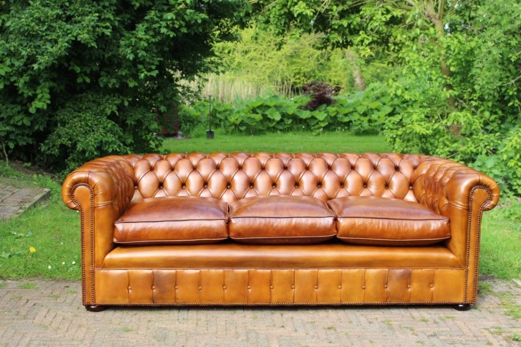 origineel Engelse Chesterfield bank, Ophalen, Nieuw, Leer, Chesterfield Engels modern landelijk industrieel