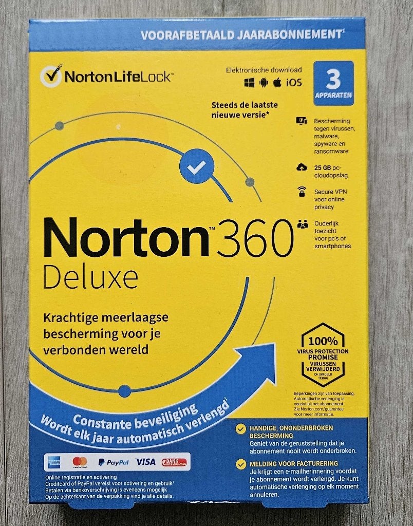 Norton 360 Deluxe - Antivirus AI-gestuurd 3 apparaten, Computers en Software, Antivirus- en Beveiligingssoftware, Ophalen of Verzenden