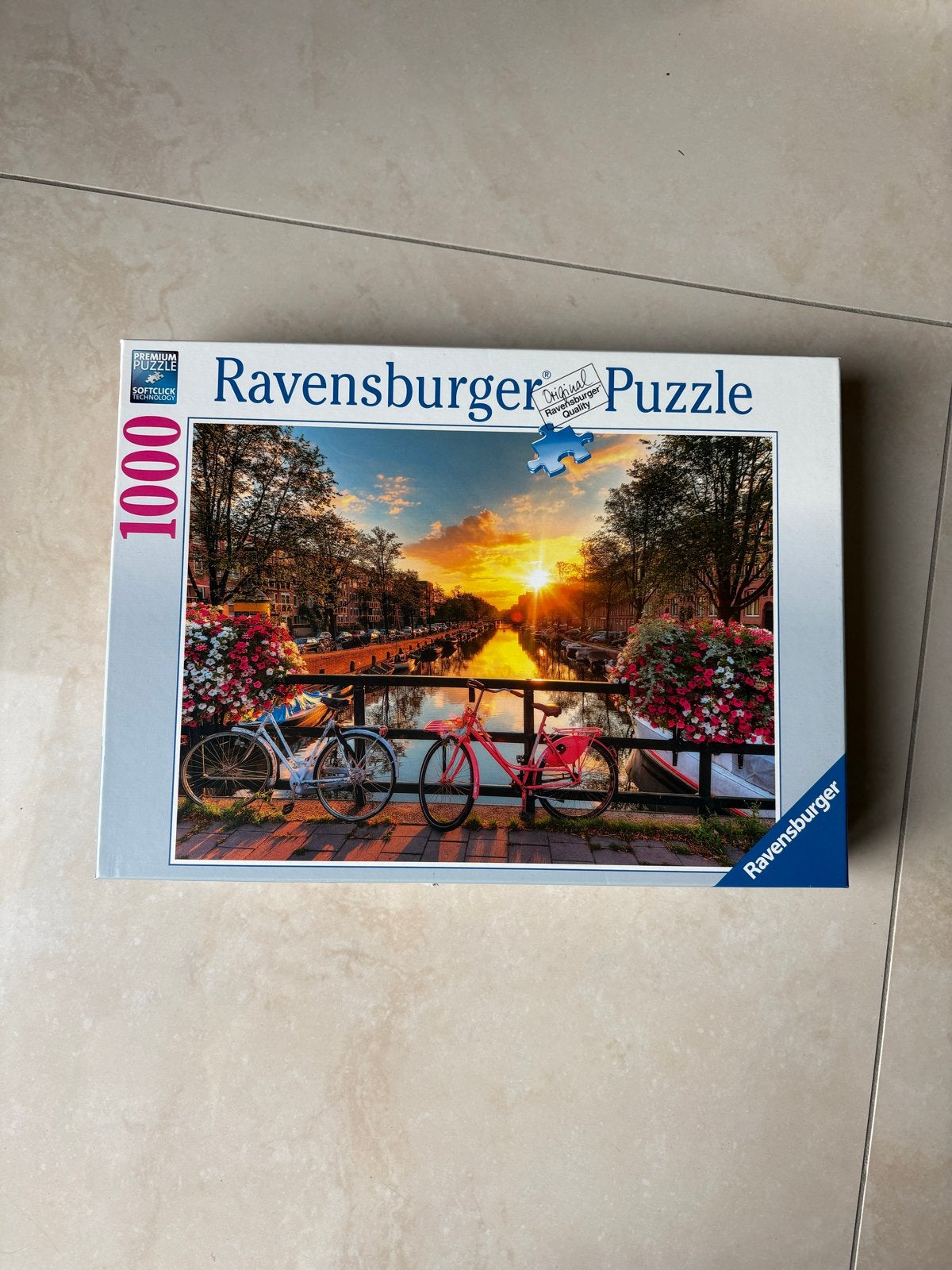 Ravensburger Legpuzzel 1000 stukjes - Amsterdam zonsondergan, Ophalen of Verzenden, 500 t/m 1500 stukjes, Zo goed als nieuw, Legpuzzel