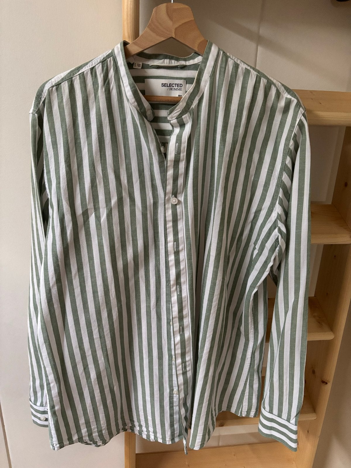 Linnen overhemd Selected Homme - Maat XL, Kleding | Heren, Ophalen of Verzenden, Zo goed als nieuw, Groen, Halswijdte 43/44 (XL)