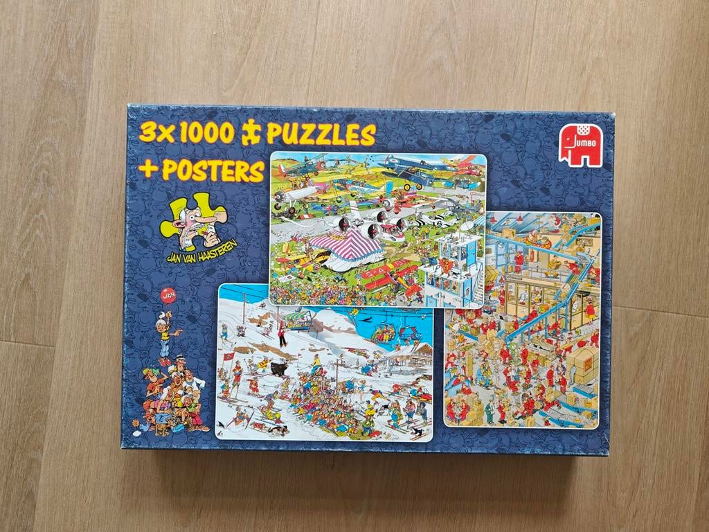 Jan van Haasteren 3x 1000 stukjes puzzels, Ophalen of Verzenden, 500 t/m 1500 stukjes, Zo goed als nieuw