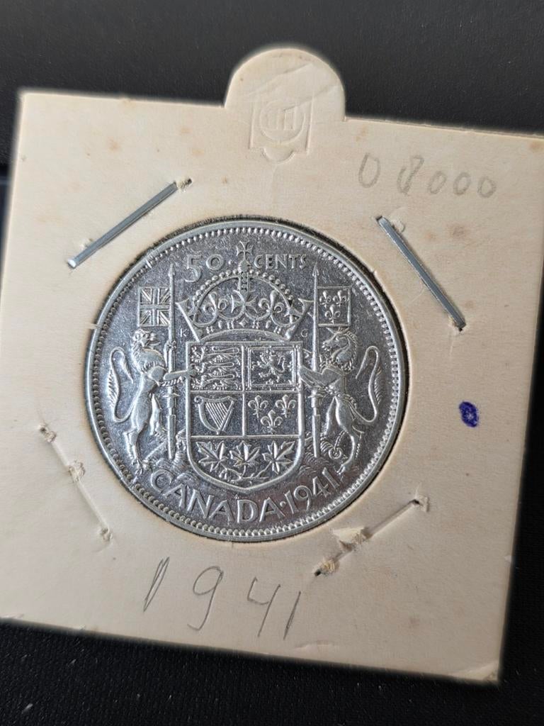 50 cent 1941 Canada, Verzenden, Noord-Amerika, Losse munt, Zilver