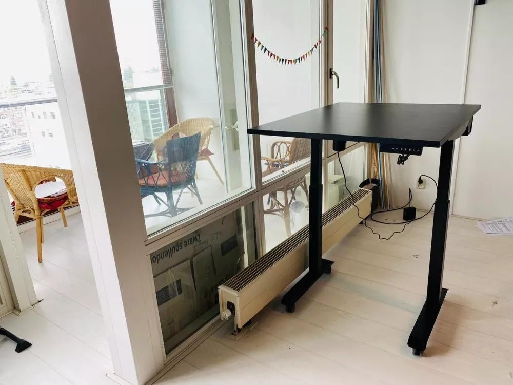 Hoogte verstelbaar bureau Worktrainer Studydesk zwart 80x80, Ophalen, Metaal, 80 cm, Zo goed als nieuw