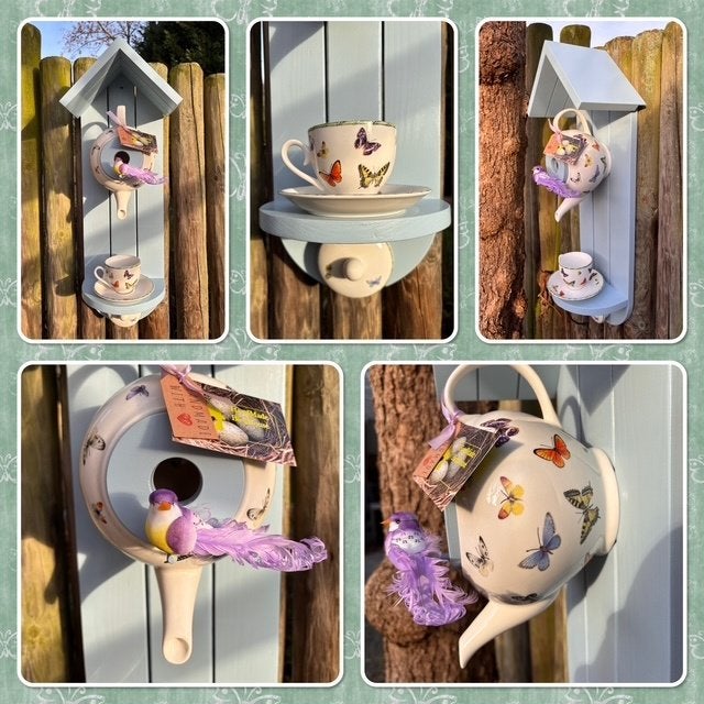 Cadeautip! JBS 'Vlinder' Theepot Vogelhuisje, Tuin en Terras, Vogelhuisjes en Vogelbaden, Ophalen of Verzenden, Nieuw