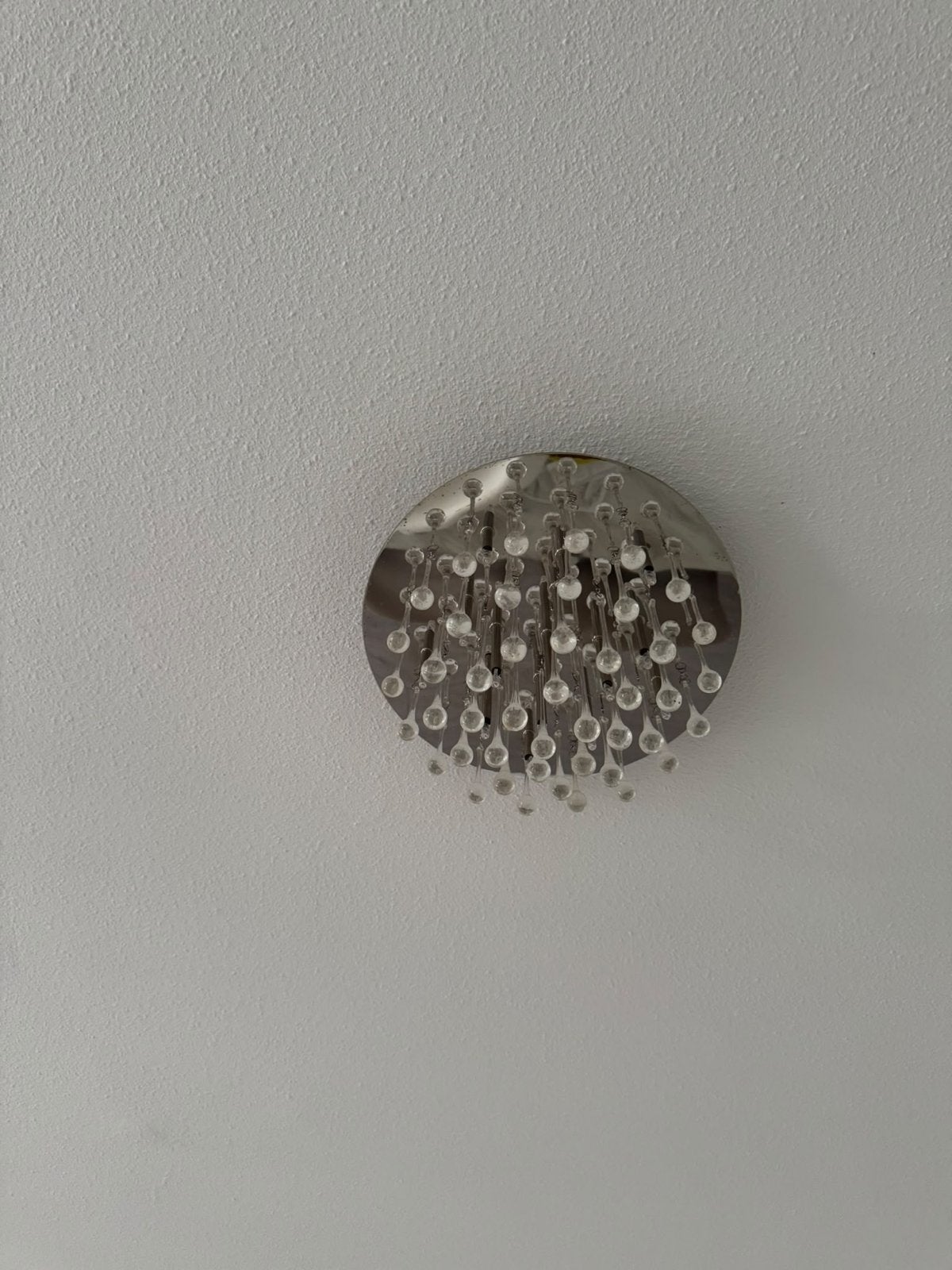 Plafondlamp met kristallen druppels, Huis en Inrichting, Ophalen of Verzenden, Zo goed als nieuw, Metaal, Overige fittingen