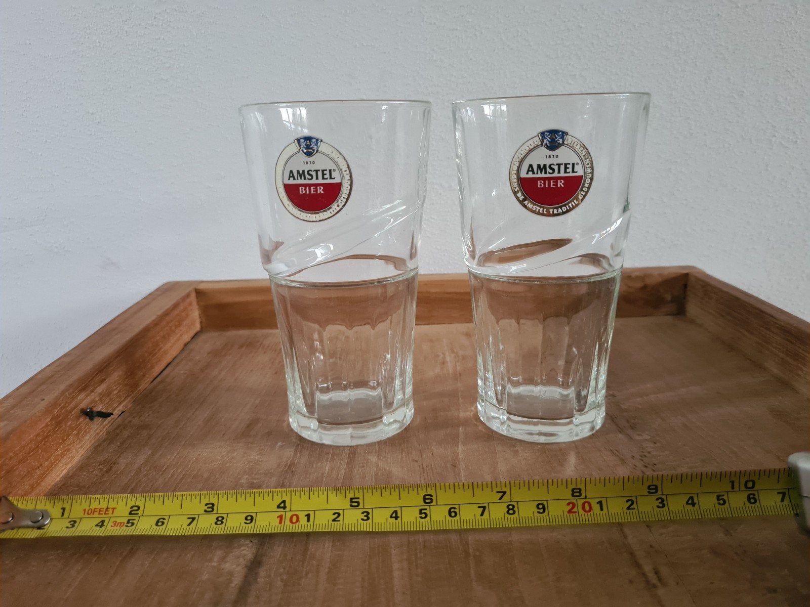 GRATIS Twee Amstel bierglazen van dik glas, Verzamelen, Glas en Borrelglaasjes, Ophalen, Zo goed als nieuw, Bierglas