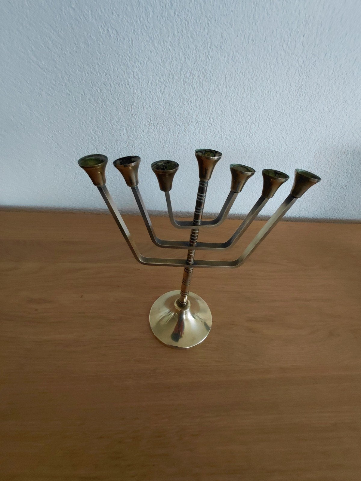 Vintage Koperen Menora Kandelaar, Ophalen of Verzenden, Koper of Brons