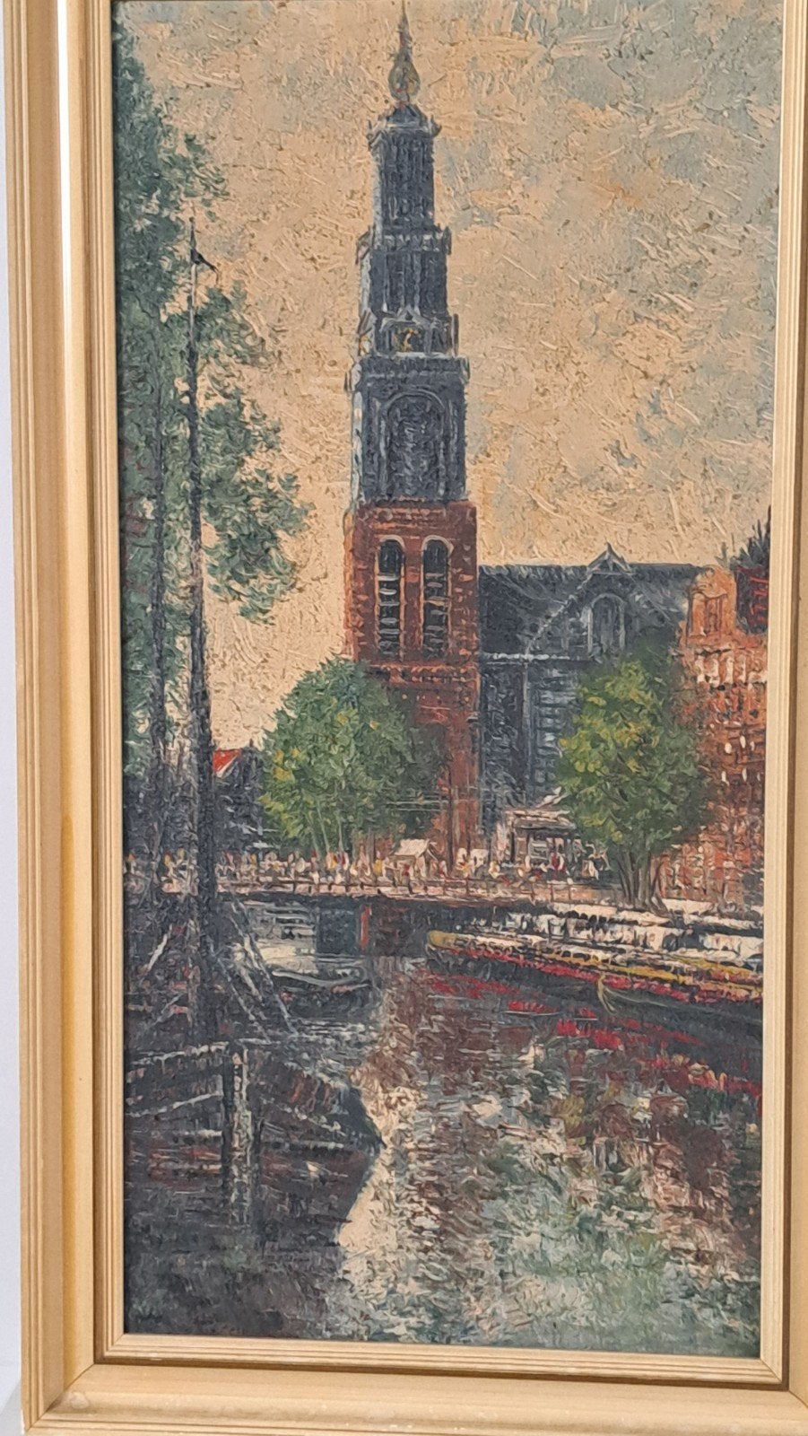 Olieverf schilderij Westertoren met mooie lijst, Antiek en Kunst, Kunst | Schilderijen | Klassiek, Ophalen