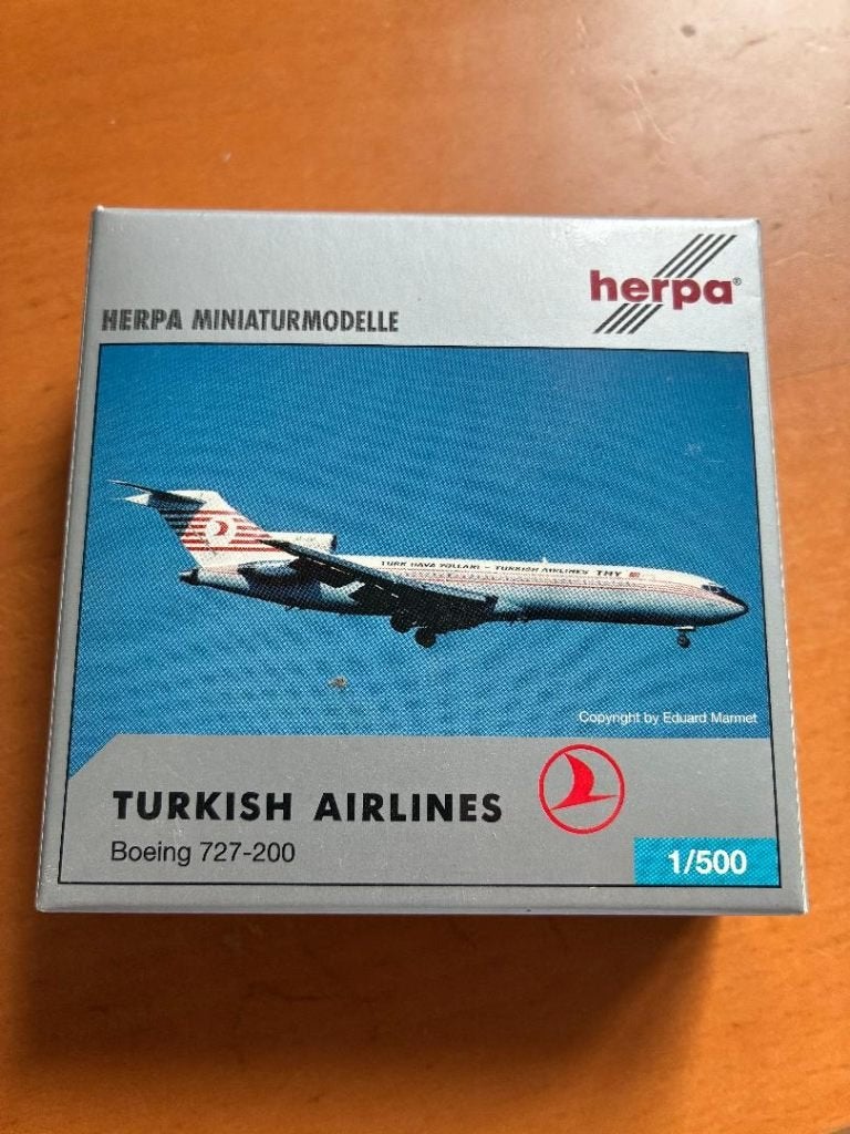 HERPA Boeing 727-200 Turkish Airlines 1:500, Overige merken, 1:200 of kleiner, Nieuw, Ophalen of Verzenden