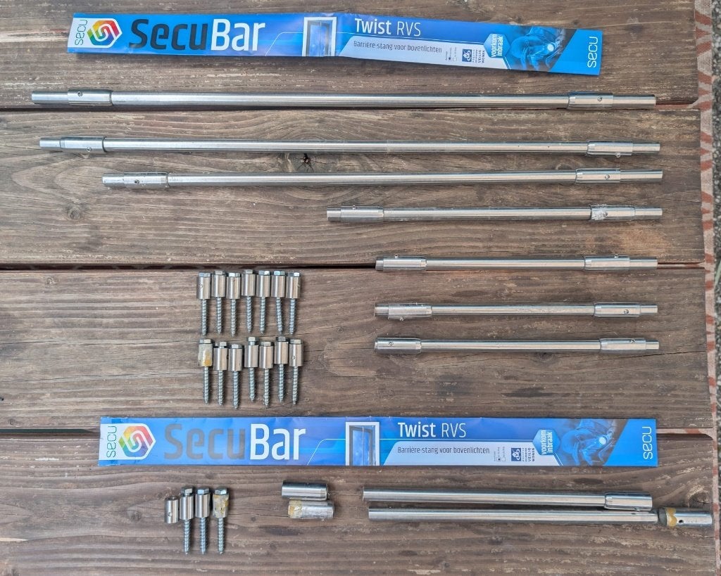 SecuBar barrierestang Twist in de dag 99cm 9 stuks, Doe-het-zelf en Verbouw, Ophalen of Verzenden, Gebruikt, Rvs, Overige typen