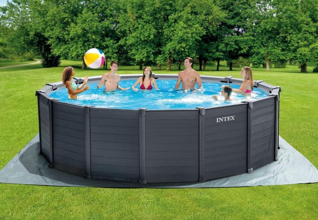 Luxe Intex opzet zwembad graphite panel 478x124 cm NIEUW, Rond, Ophalen, 120 cm of meer, 300 cm of meer