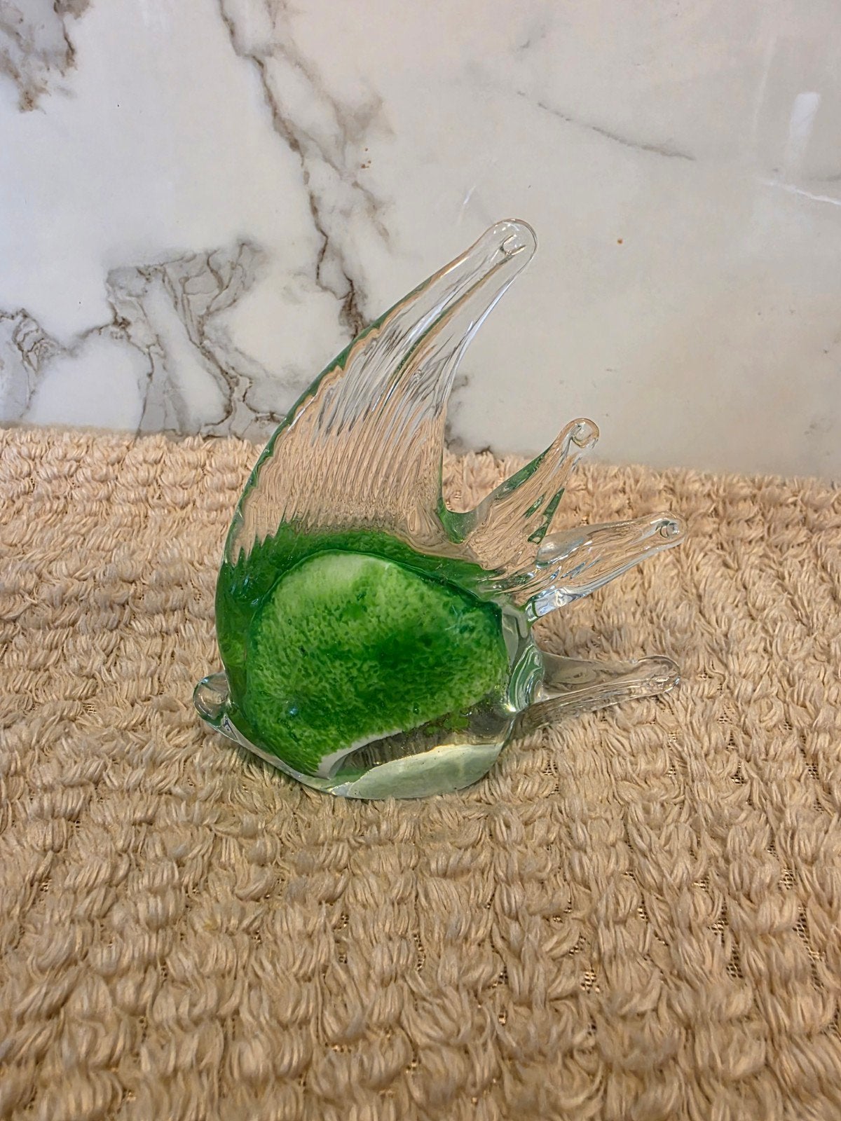 Murano stijl glazen vis groen/transparant, Ophalen of Verzenden