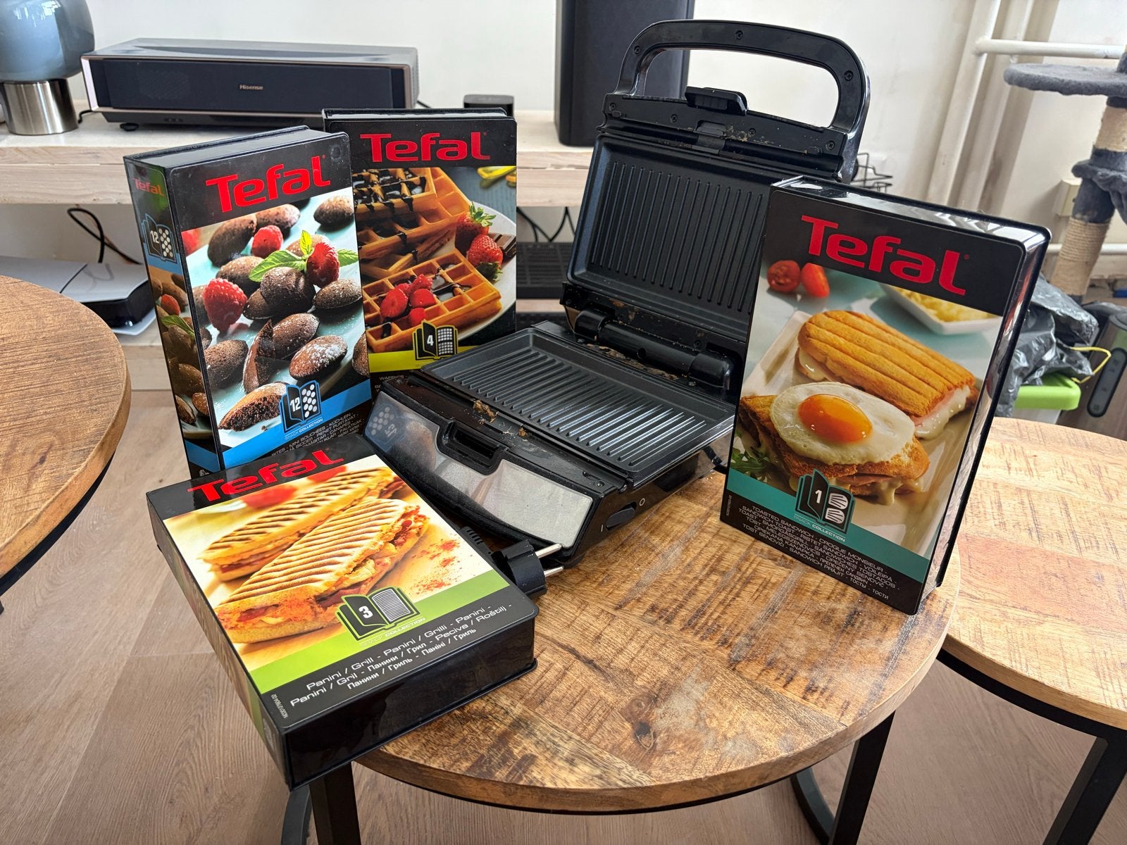 Tefal sandwichmaker/wafelijzer/grill met extra platen, Ophalen, Uitneembare platen, Gebruikt