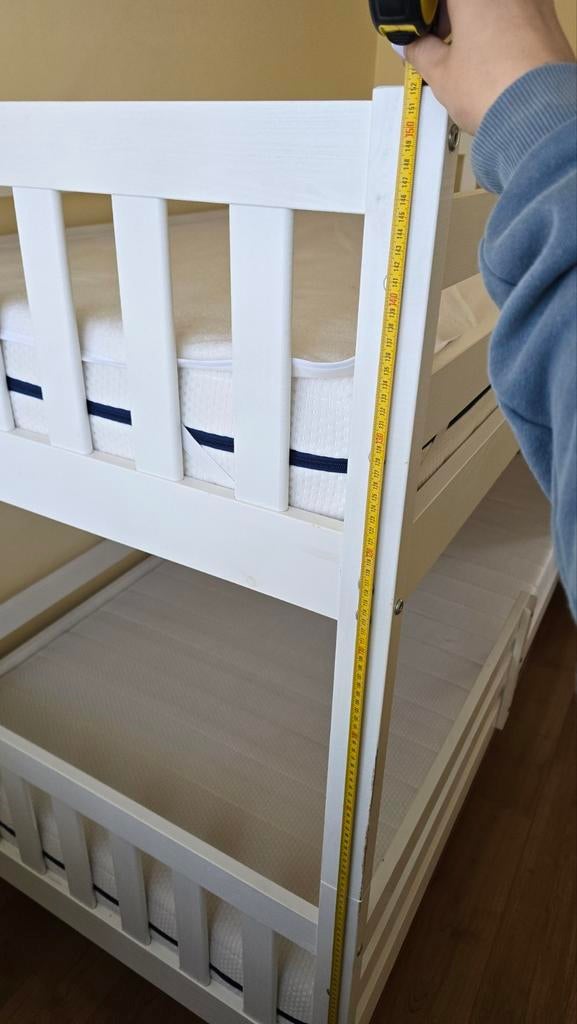 Stapelbed met zgan matrassen en matrasbeschermer, Ophalen, 90 cm, Eenpersoons, 160 tot 180 cm