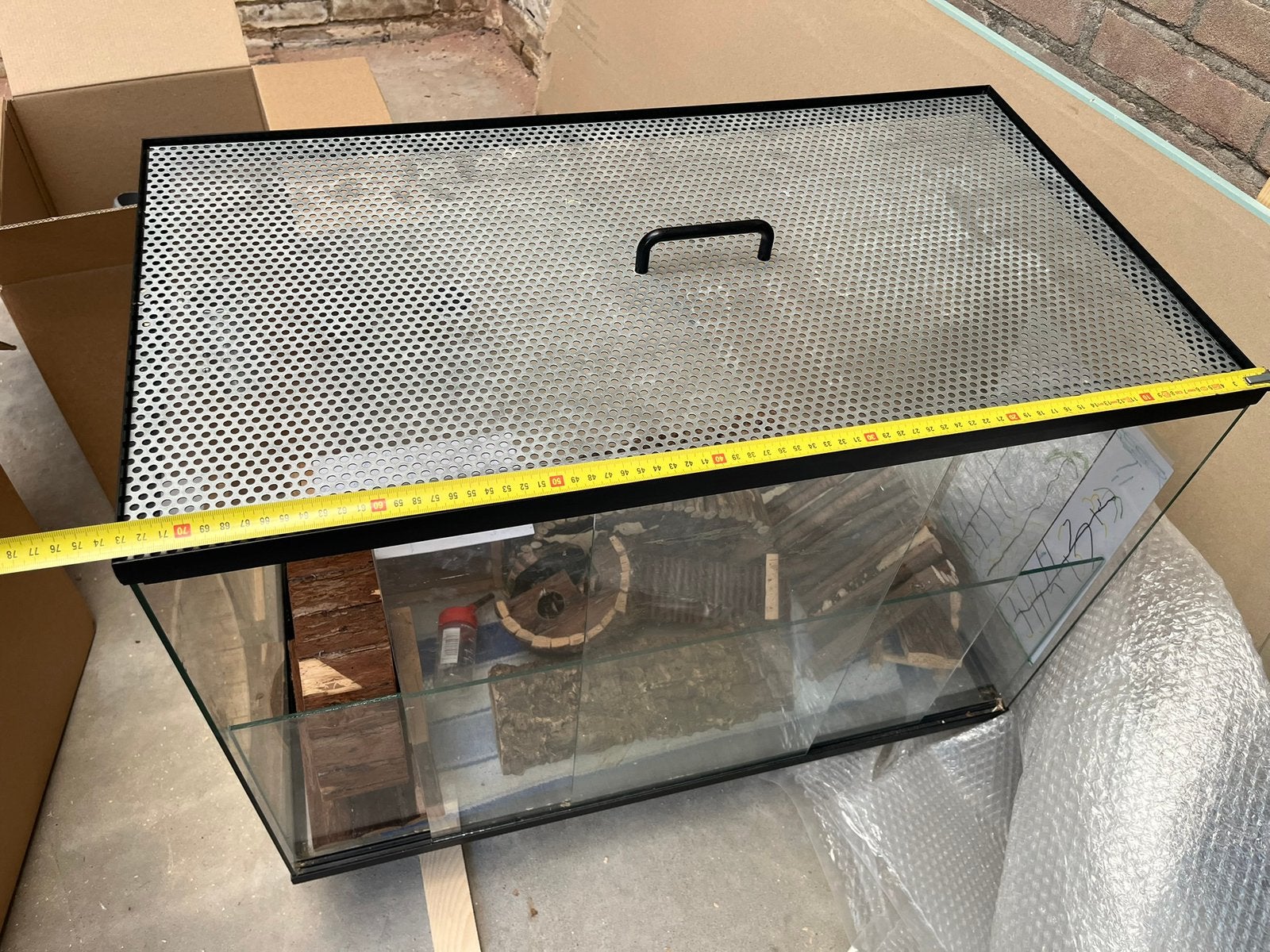 Terrarium 70x40x50 met schuifdeur, Dieren en Toebehoren, Reptielen en Amfibieën | Toebehoren, Ophalen, Zo goed als nieuw, Terrarium of Paludarium