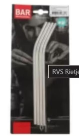RVS Rietjes Gebogen Met Borsteltje 5 Stuks van €39 voor €9, Nieuw, Ophalen of Verzenden