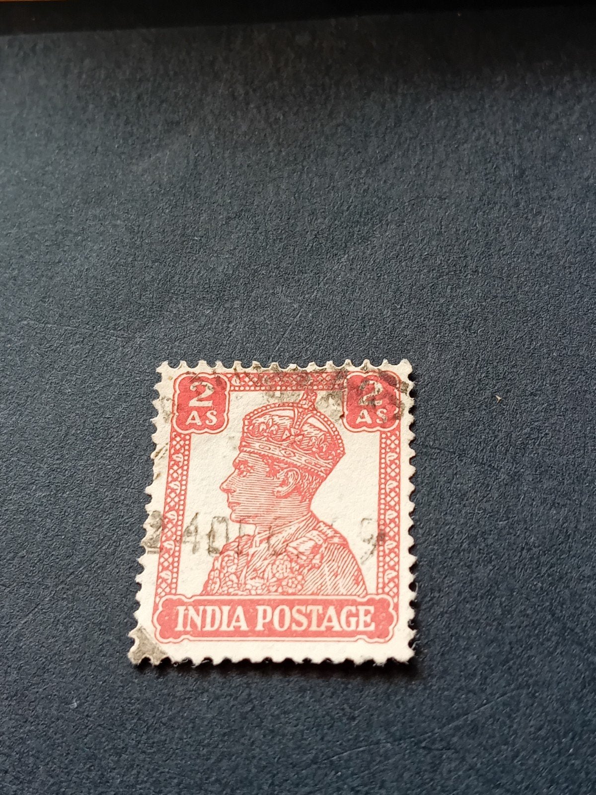 Vintage Indiase postzegel met Koning George V, 2½ Anna, Ophalen of Verzenden, Gestempeld, Zuid-Azië