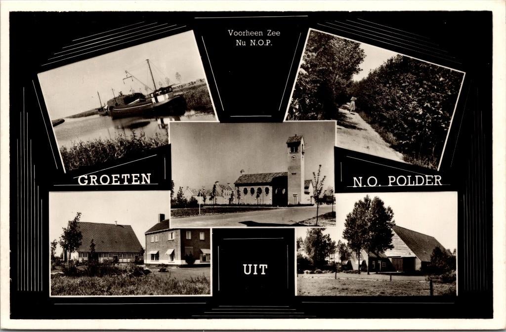Groeten uit de Noordoostpolder - 3 ansichtkaarten, Verzamelen, Verzenden, 1940 tot 1960, Gelopen, Flevoland