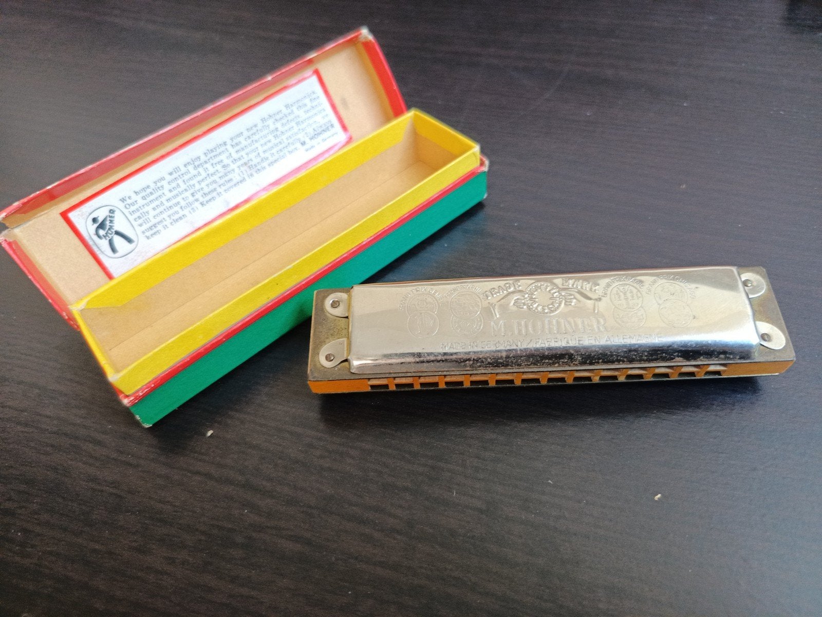 Vintage M. Hohner Bravo! C-mondharmonica met doosje, Ophalen of Verzenden