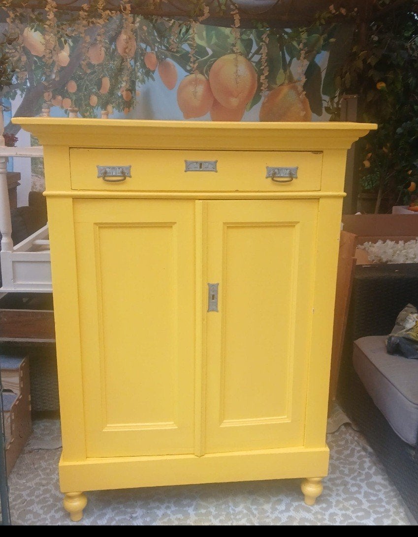 gele oud Hollandse meidenband halkast, Huis en Inrichting, Kasten | Kledingkasten, Ophalen, Gebruikt, Met deur(en), 100 tot 150 cm