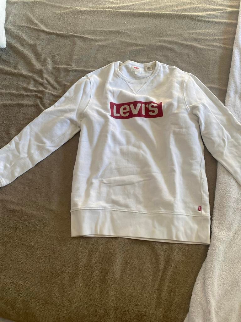 Witte Levi's sweater met rood logo - Maat S, Ophalen of Verzenden, Gedragen, Maat 46 (S) of kleiner, Wit
