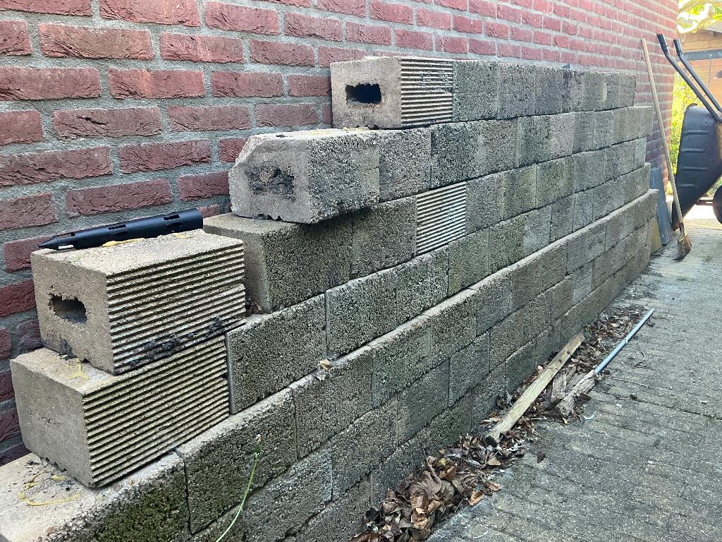 Stapelblokken beton, Tuin en Terras, Tegels en Klinkers, Ophalen, Gebruikt, Overige typen, Minder dan 5 m²