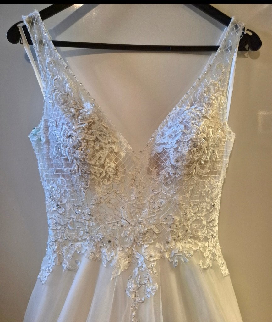 Trouwjurk, Ophalen, Wit, Sweetheart, Maat 36 (S)