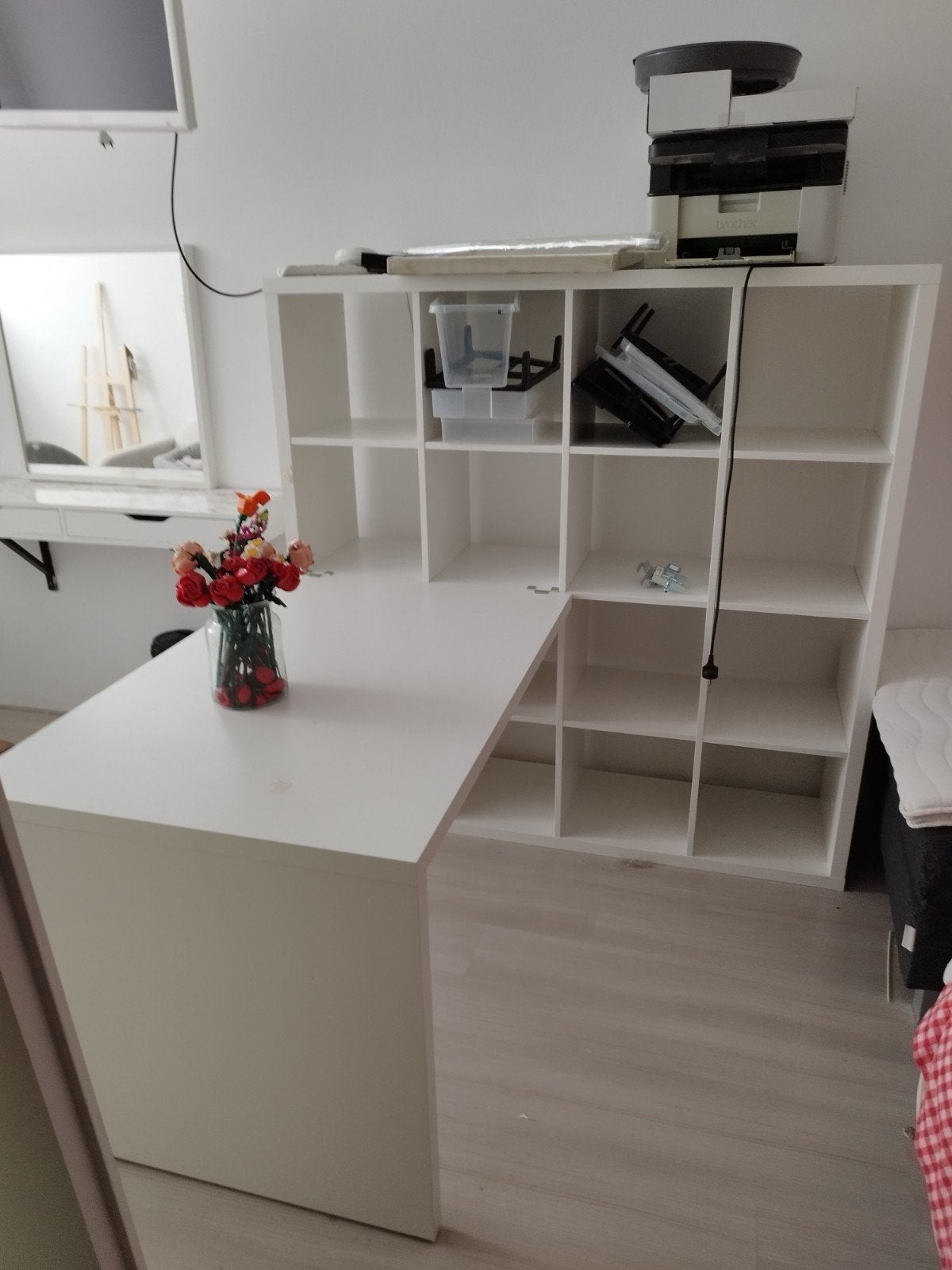 Bureau-kast combinatie wit - IKEA Kallax stijl, Huis en Inrichting, Bureaus, Gebruikt, Bureau-kast combinatie, IKEA, Modern, Spaanplaat of MDF
