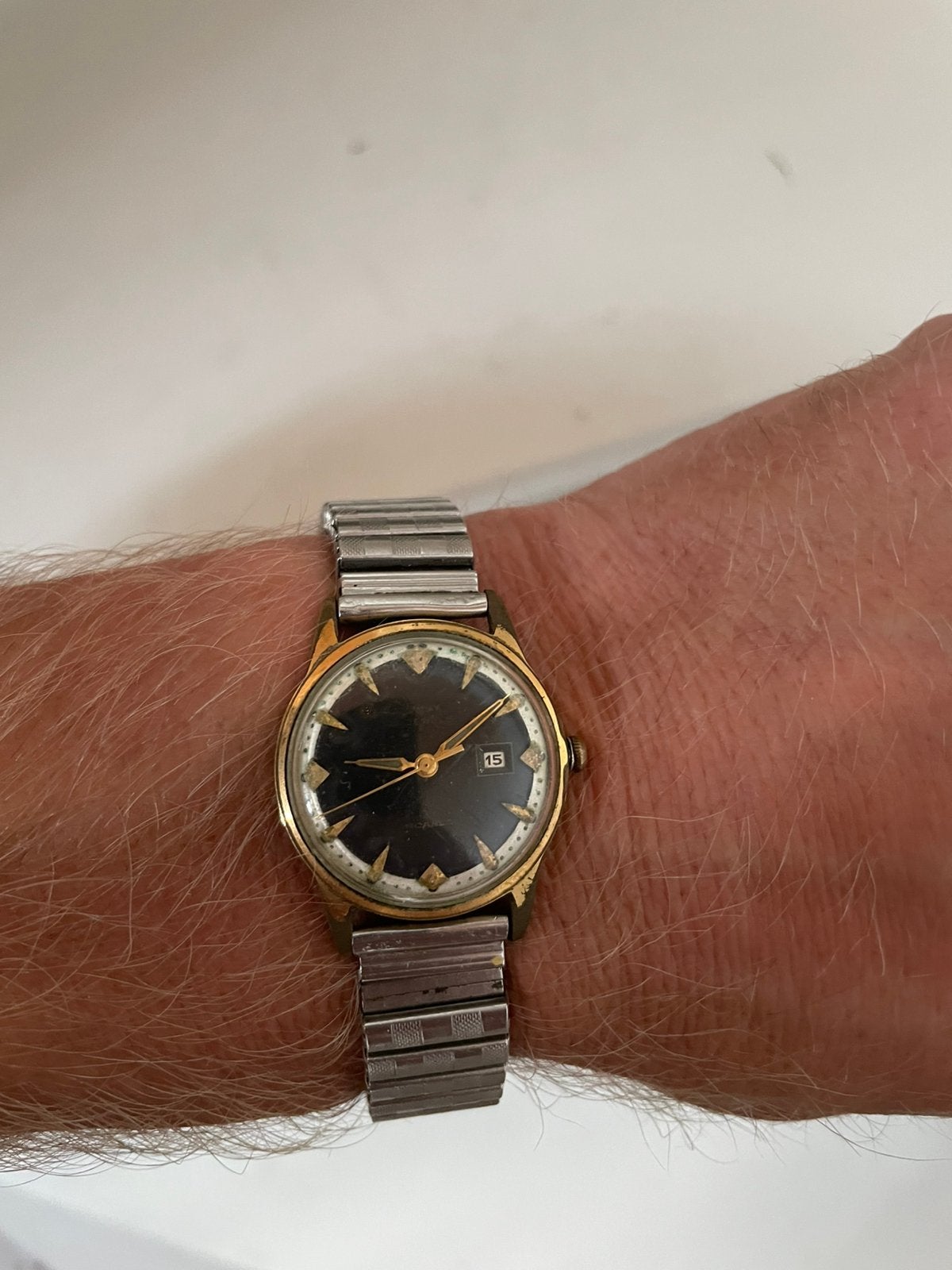 Vintage gouden horloge denk junghans, Ophalen of Verzenden, Zo goed als nieuw, Goud, Overige merken
