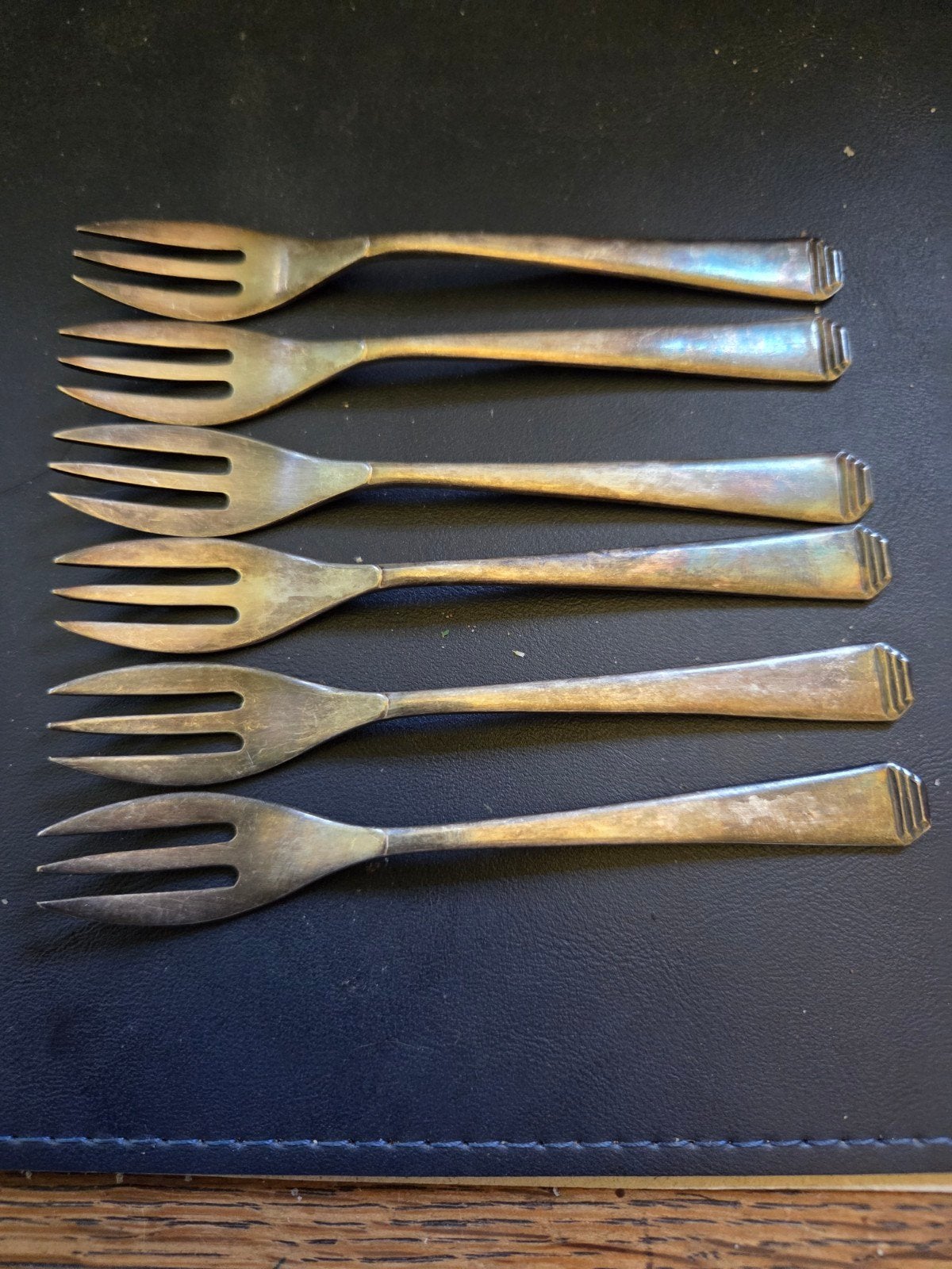 Set van 6 vintage verzilverde gebaksvorkjes HH 90, Ophalen