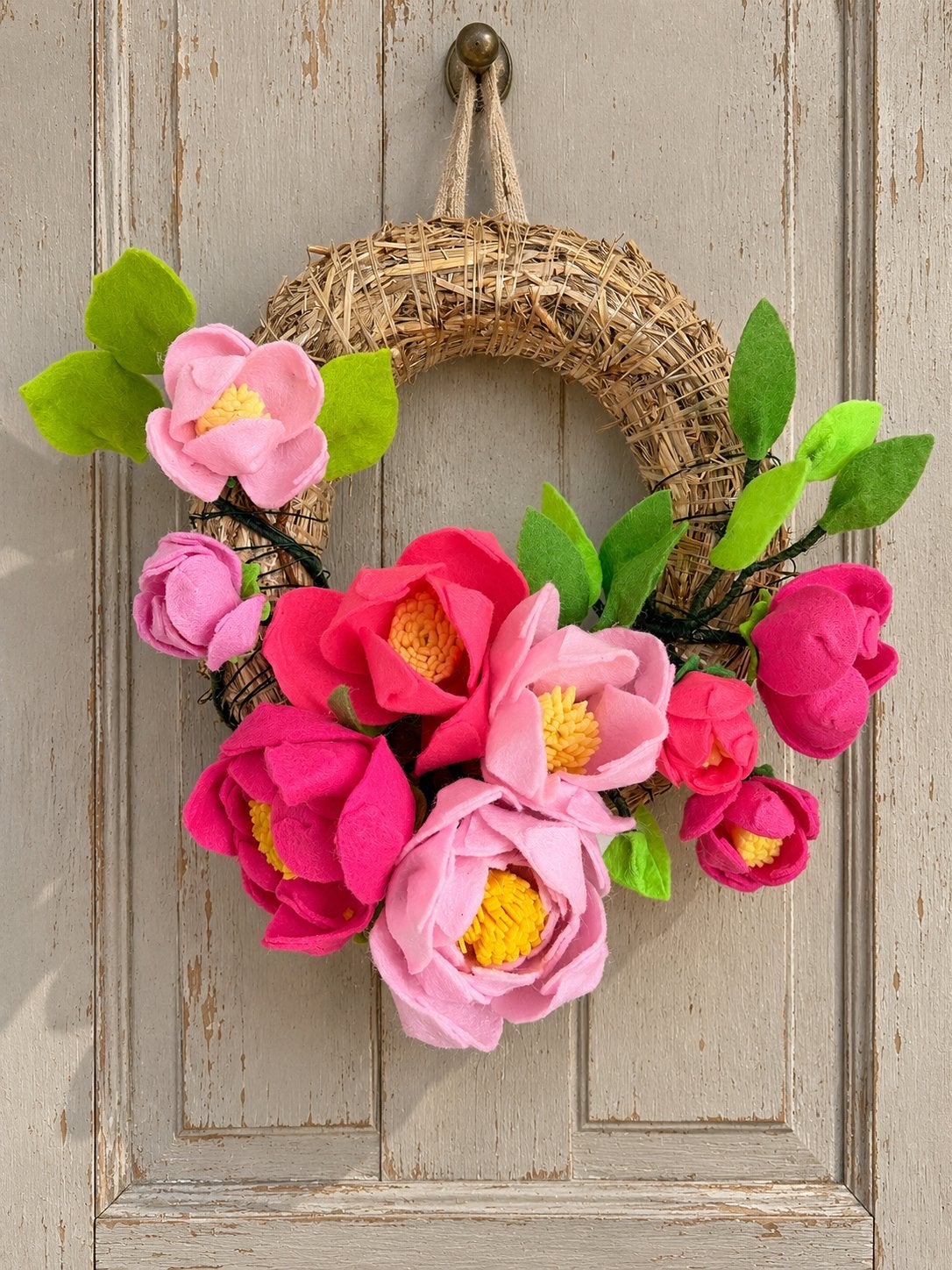 Handgemaakte Bloemenkrans Pioenrozen, Ophalen of Verzenden, Nieuw, Krans, Textiel