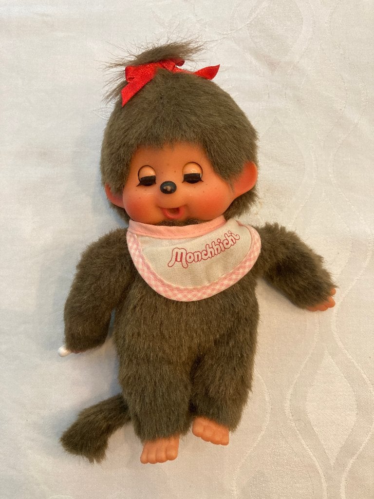 Sekiguchi monchhicci aapje popje rode strik staartje knuffel, Overige merken, Overige karakters, Overige typen, Ophalen of Verzenden