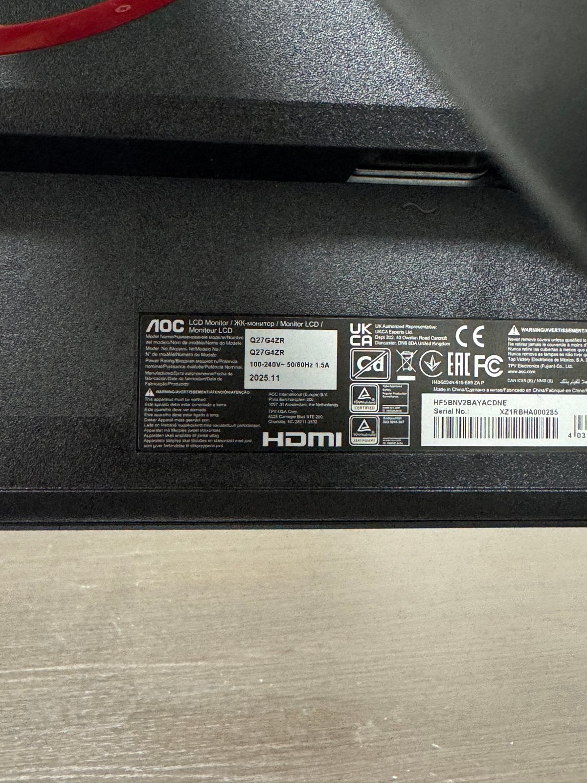 AOC Q27G4ZR 27” QHD 240Hz Gaming Monitor | Garantie | NIEUW, Computers en Software, Monitoren, HDMI, IPS, In hoogte verstelbaar