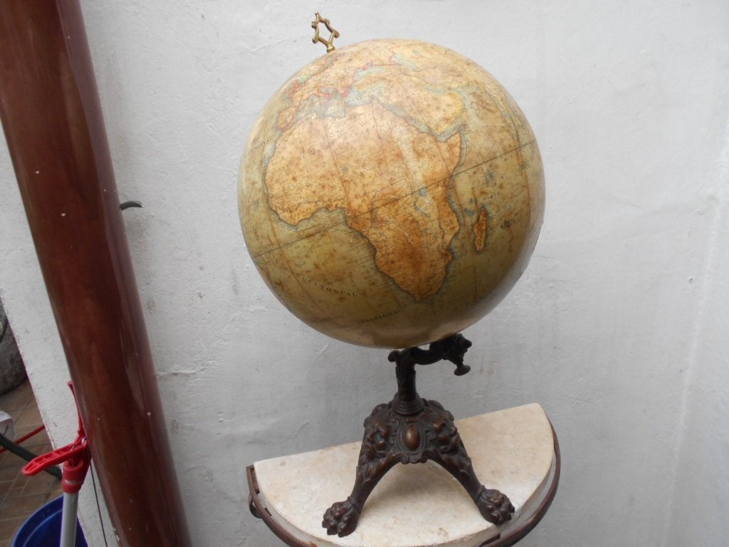 antieke wereldbol-J .LEBEQUE-PARIS-1900-1910, Ophalen of Verzenden