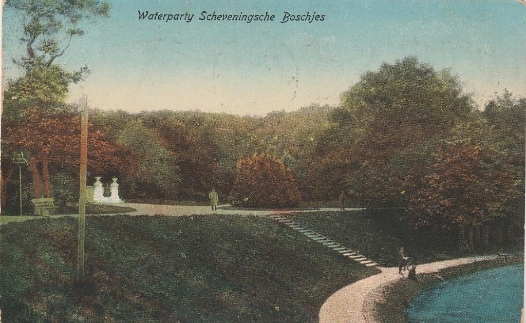 waterpartij schev. boschjes 1916 mil. gelopen, Ophalen of Verzenden, Voor 1920