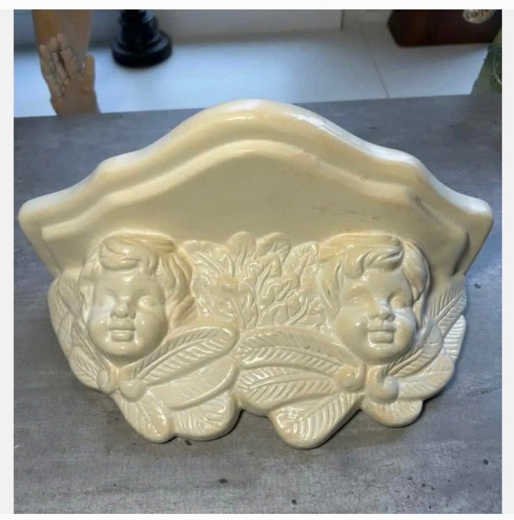 Brocante groot Stenen console plateau met engelen, Ophalen of Verzenden