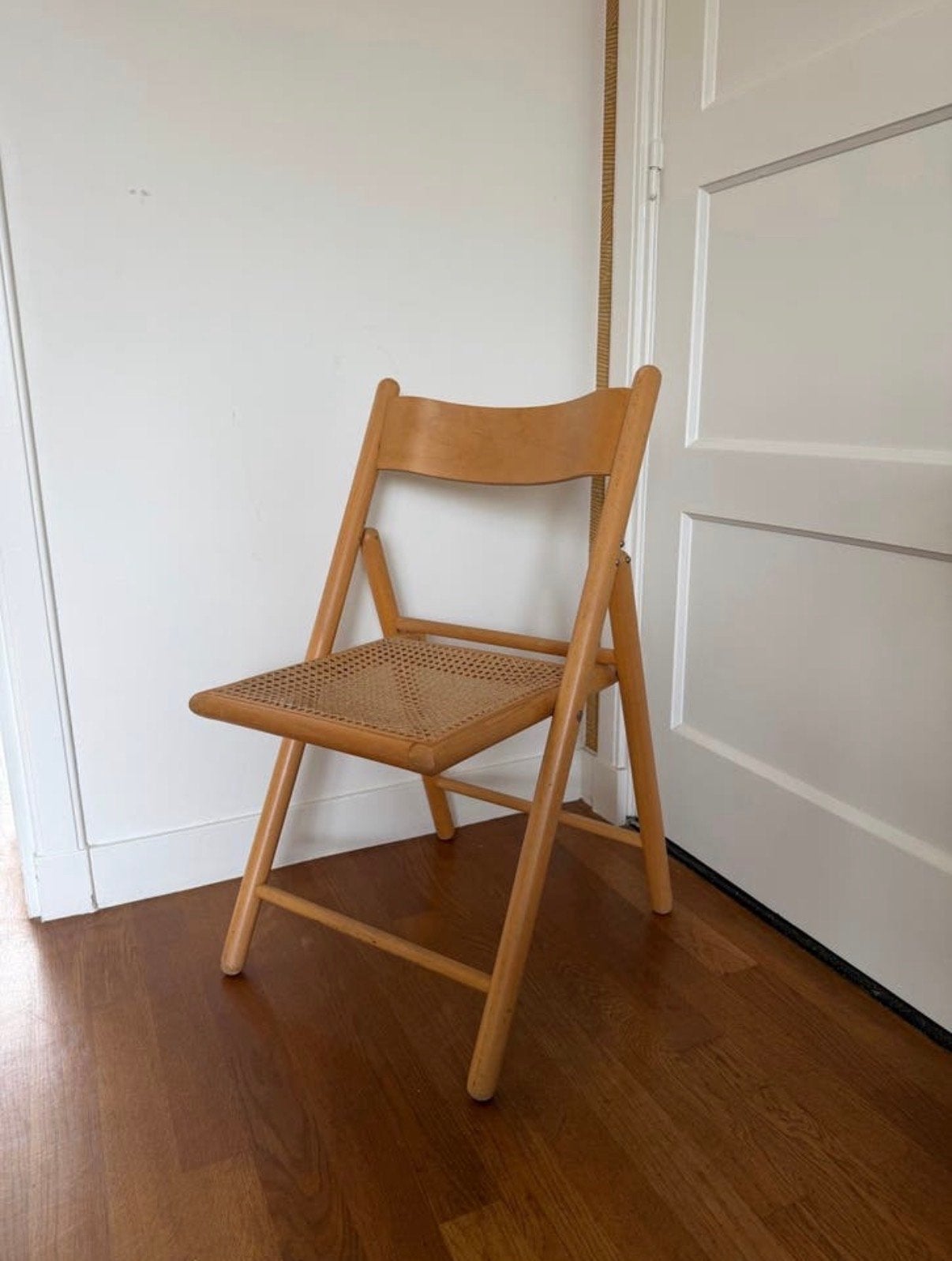 Vintage houten klapstoel met webbing zitting - Habitat, Ophalen, Gebruikt, Bruin, Eén
