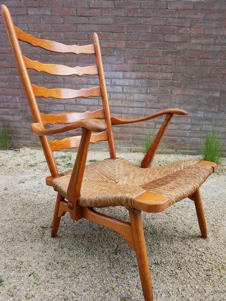 Vintage fauteuil armstoel van De Ster Gelderland, 1960s, Ophalen, Gebruikt, 75 tot 100 cm, Hout