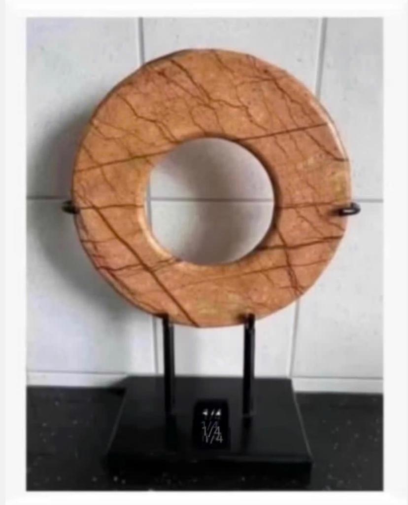 Woondecoratie design edelsteen Donut schijf jaspis XL, Antiek en Kunst, Kunst | Designobjecten, Ophalen of Verzenden