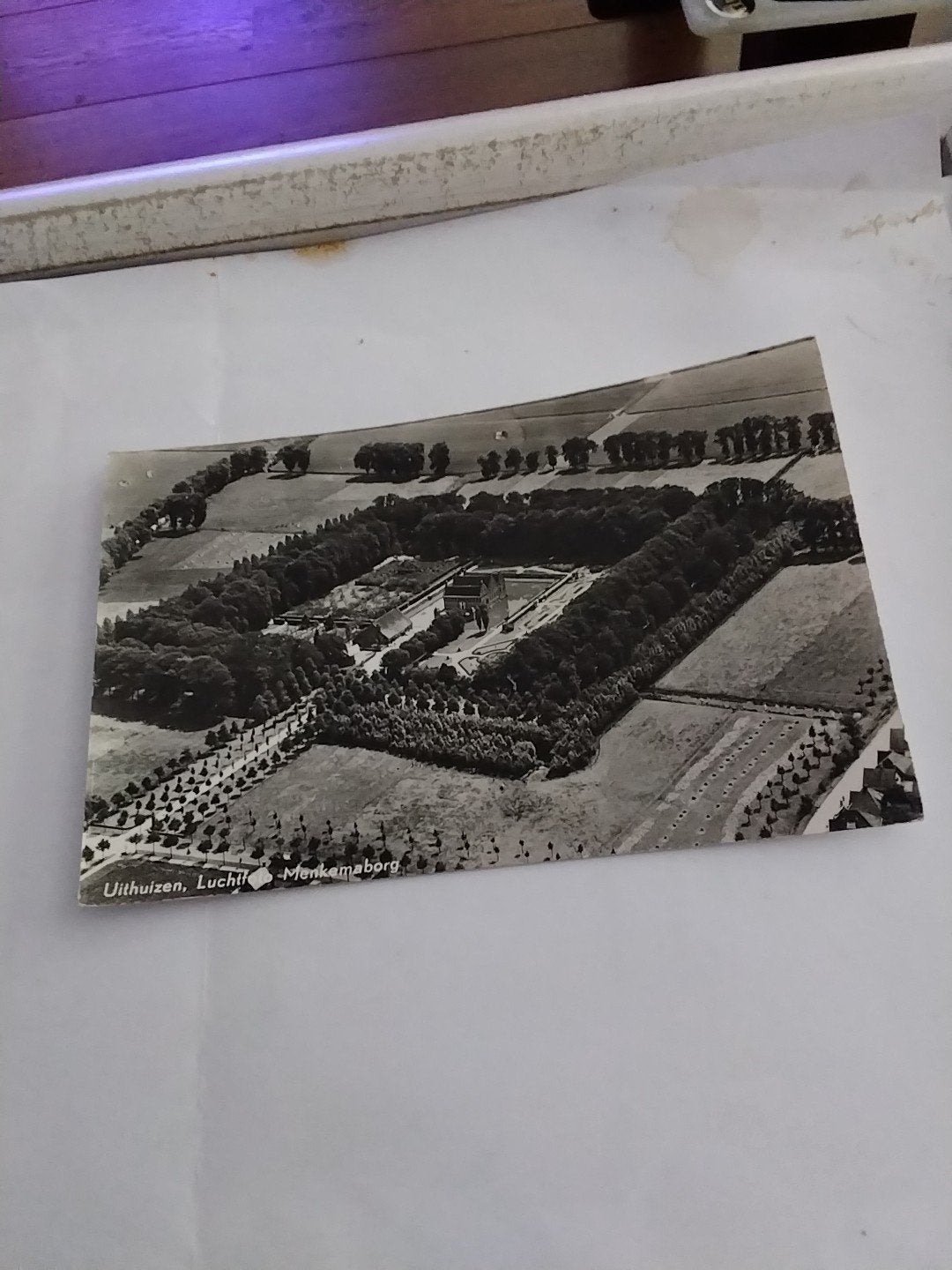 Oude Ansichtkaart Uithuizen, Menkemaborg, Luchtfoto, Ophalen of Verzenden, 1940 tot 1960